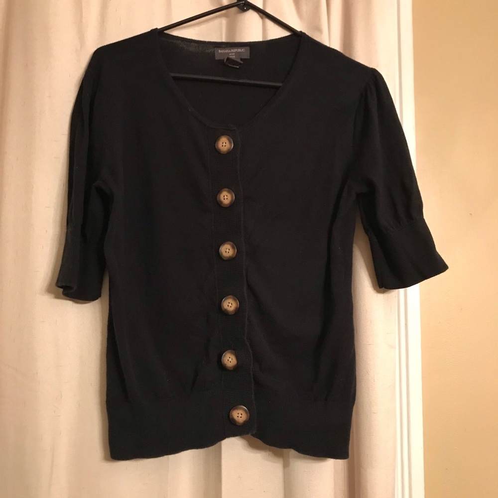 Banana Republic Black Short Sleeved Cardigan